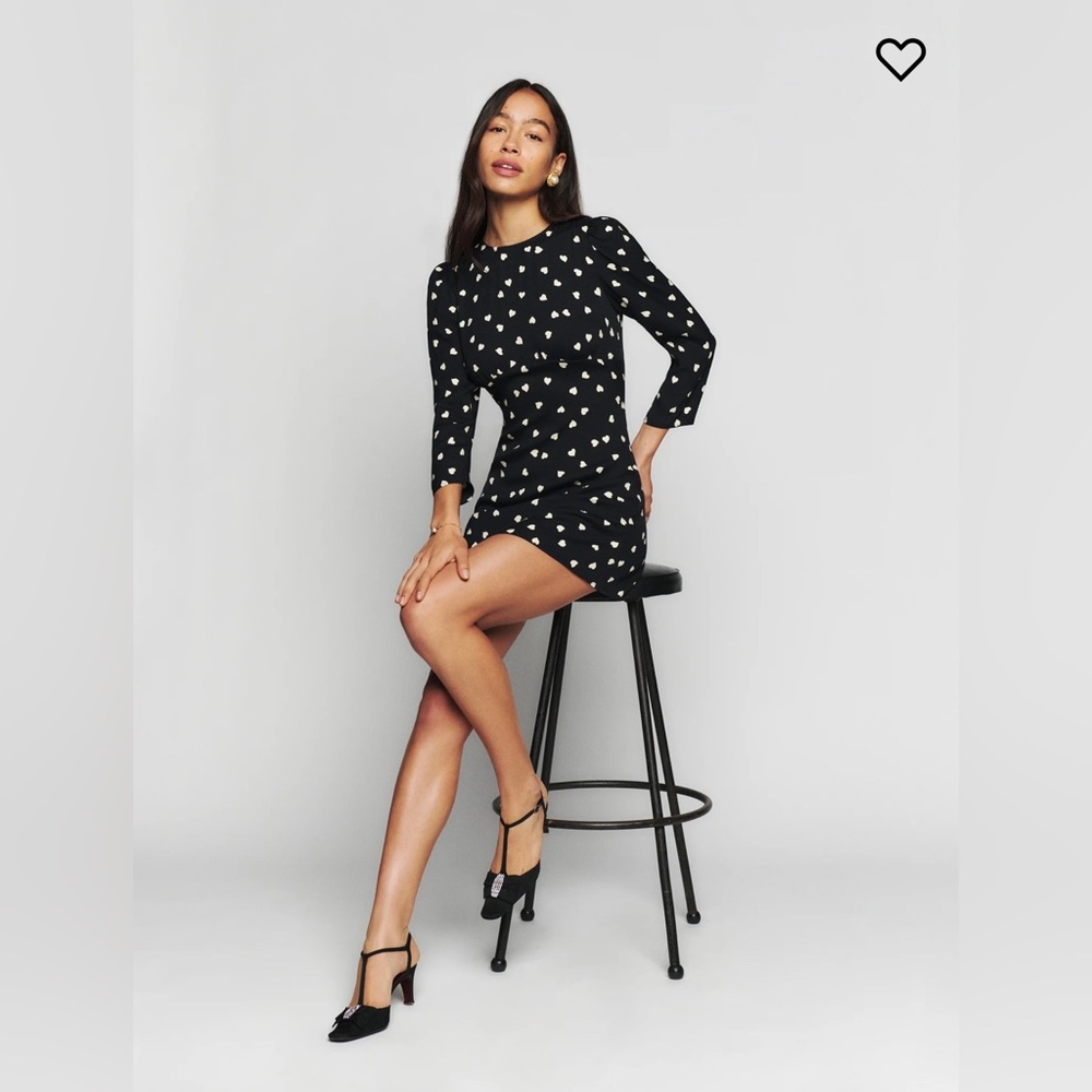 Reformation Dress (Black with Cream Hearts) - great condition, worn once.